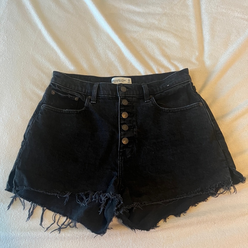 Black High-Waisted Denim Shorts